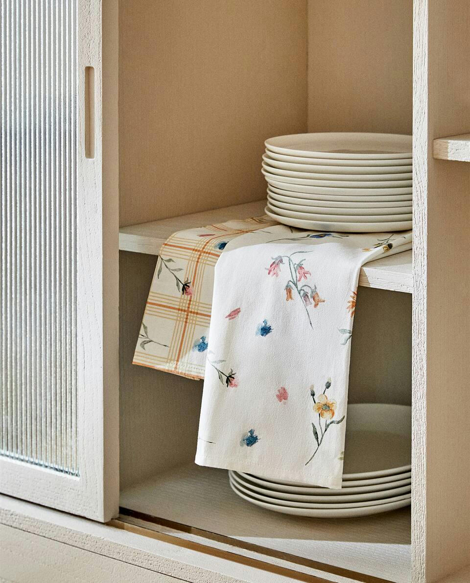 FLORAL PRINT COTTON TEA TOWEL (PACK OF 2)