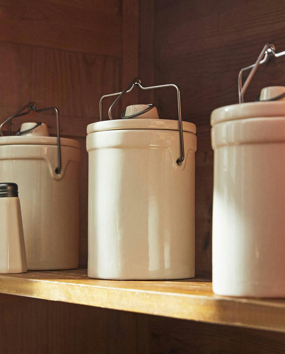 STONEWARE CYLINDRICAL JAR