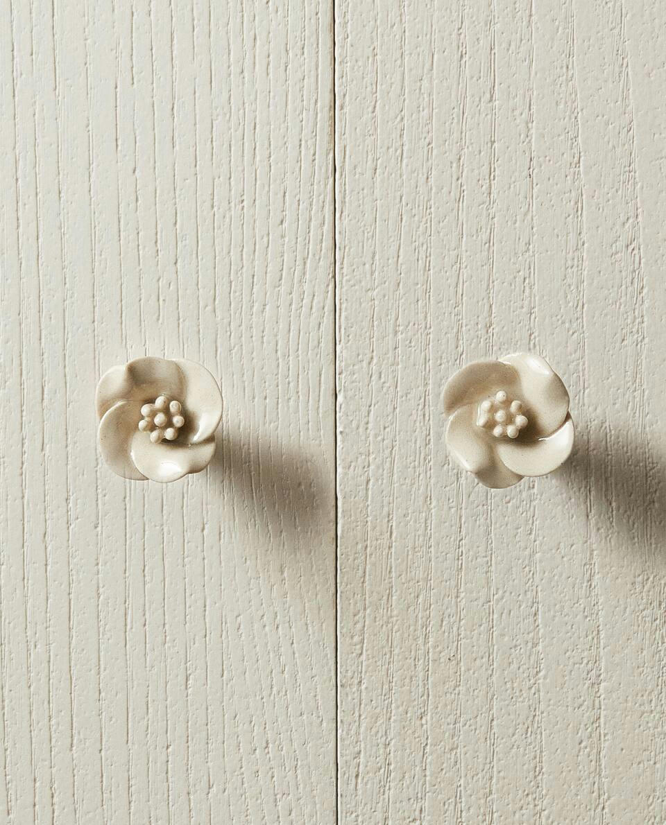 CERAMIC FLOWER DOOR KNOB (PACK OF 2)