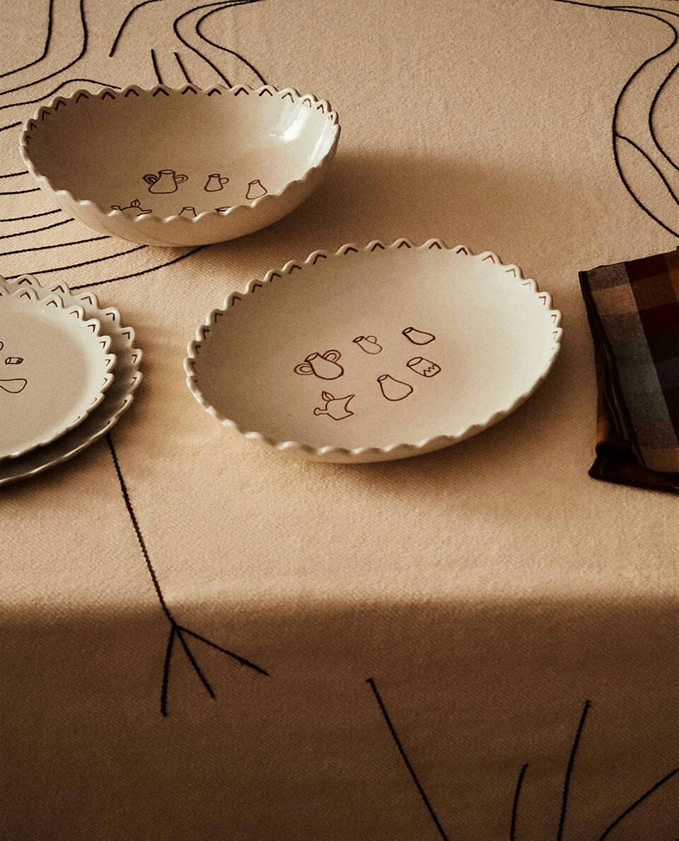 COTTON MULTI-PURPOSE FABRIC WITH EMBROIDERED BIRDS