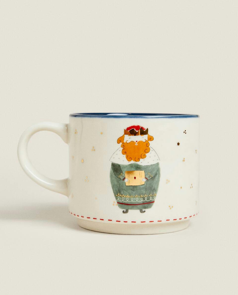 CHILDREN'S STONEWARE CHRISTMAS MUG WITH SAINT CASPAR