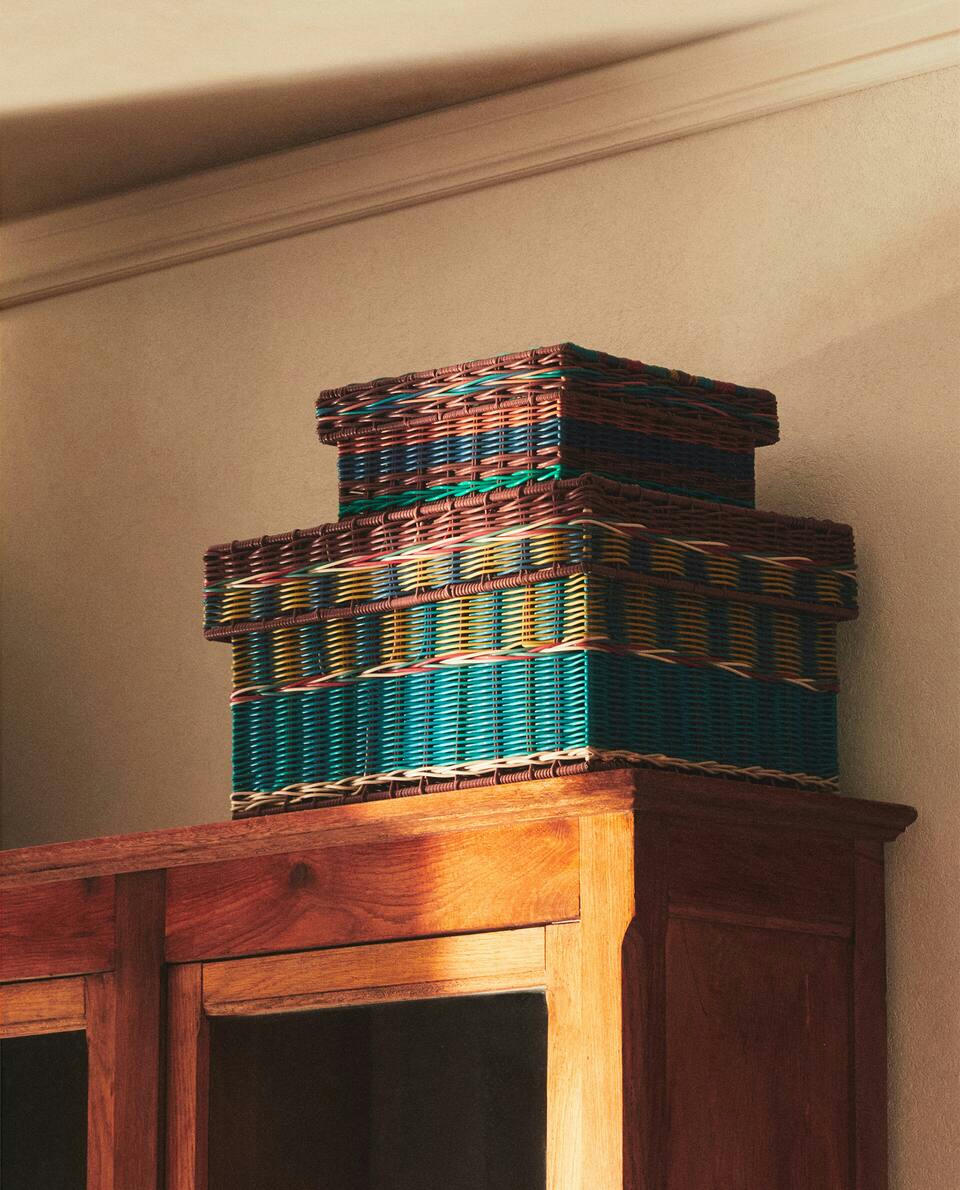 MULTICOLOURED PLAITED BASKET LID