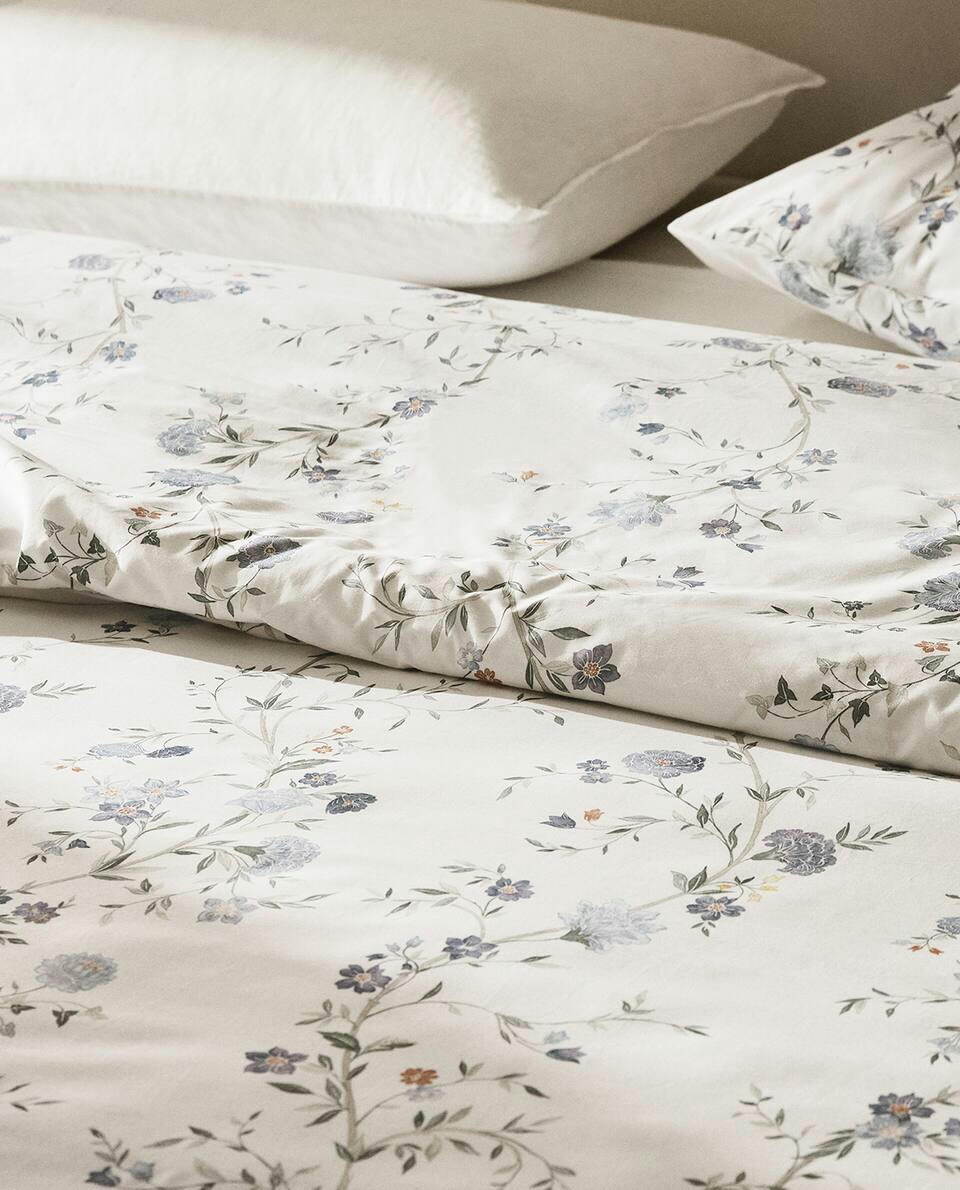 BLUE FLORAL PRINT DUVET COVER