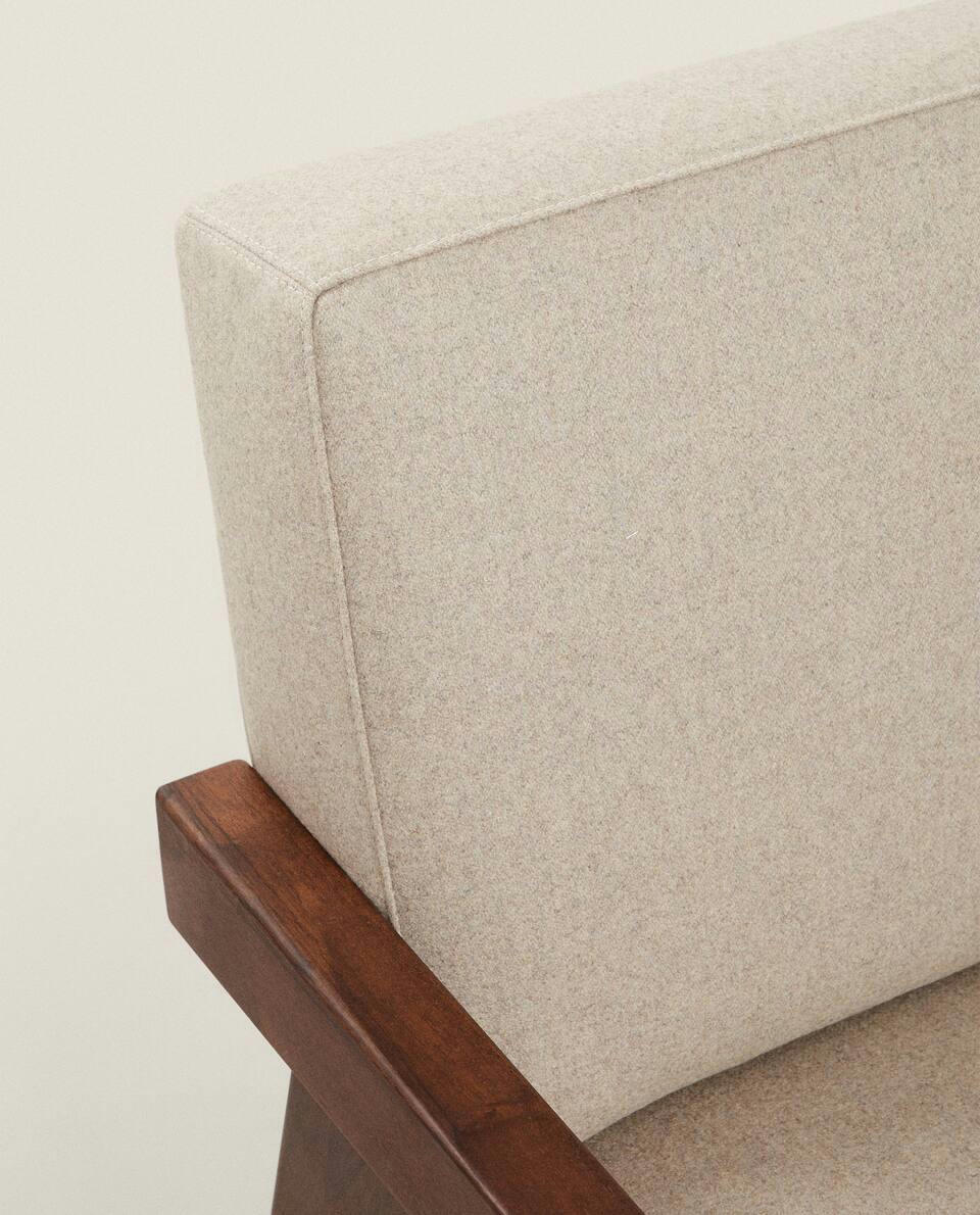 ZARA HOME BY BLASCO UPHOLSTERED WALNUT ARMCHAIR