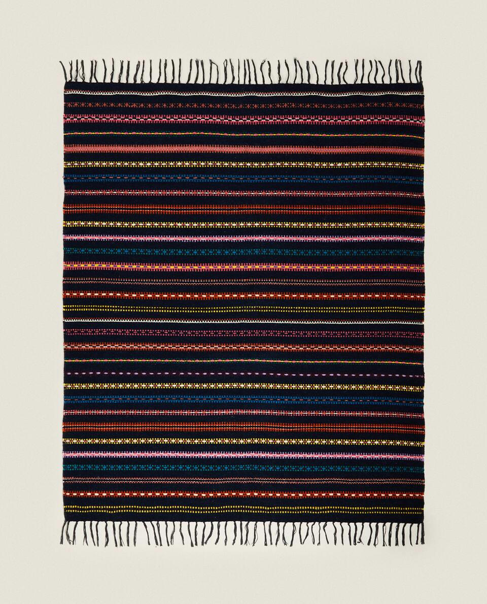 MULTICOLOURED STRIPES WOOL RUG