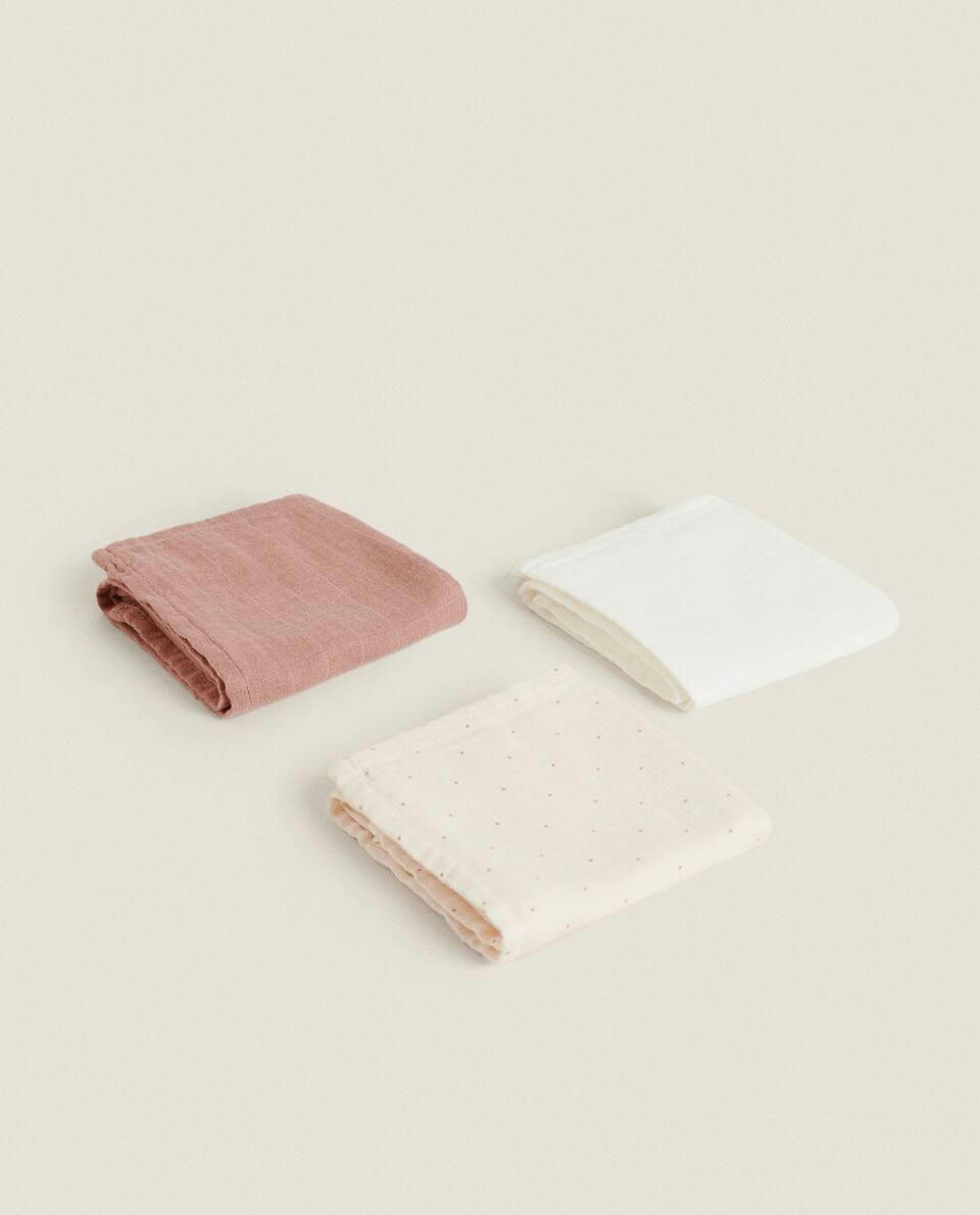 CHILDREN’S MULTICOLOURED MUSLIN CLOTHS (PACK OF 3)