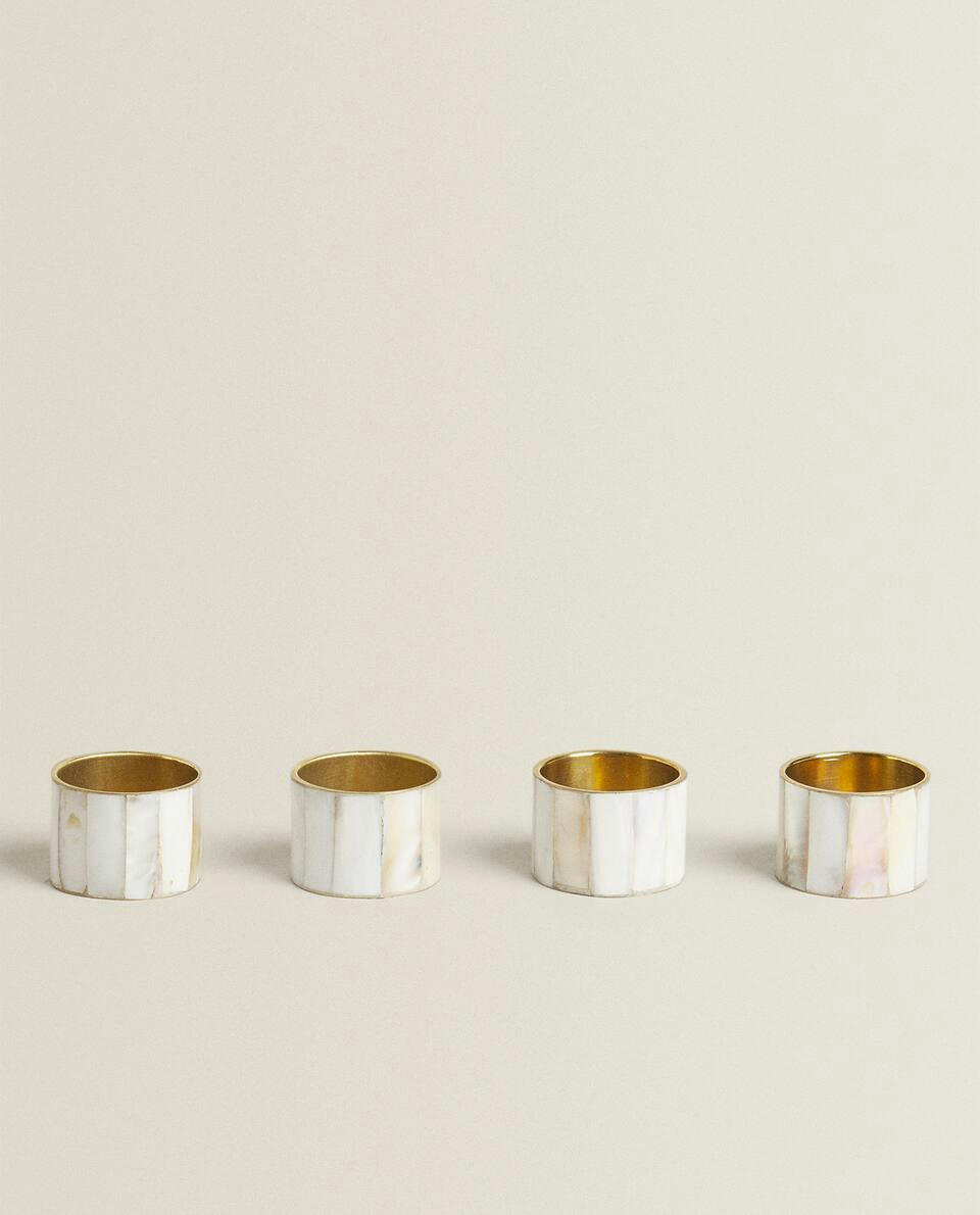 MOTHER-OF-PEARL NAPKIN RINGS (PACK OF 4)