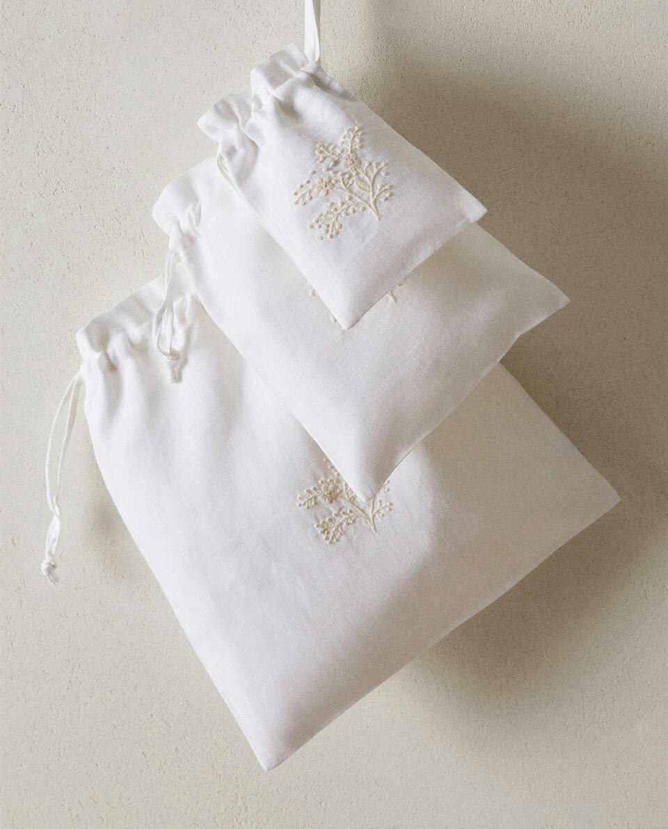 EMBROIDERED LINEN BAG