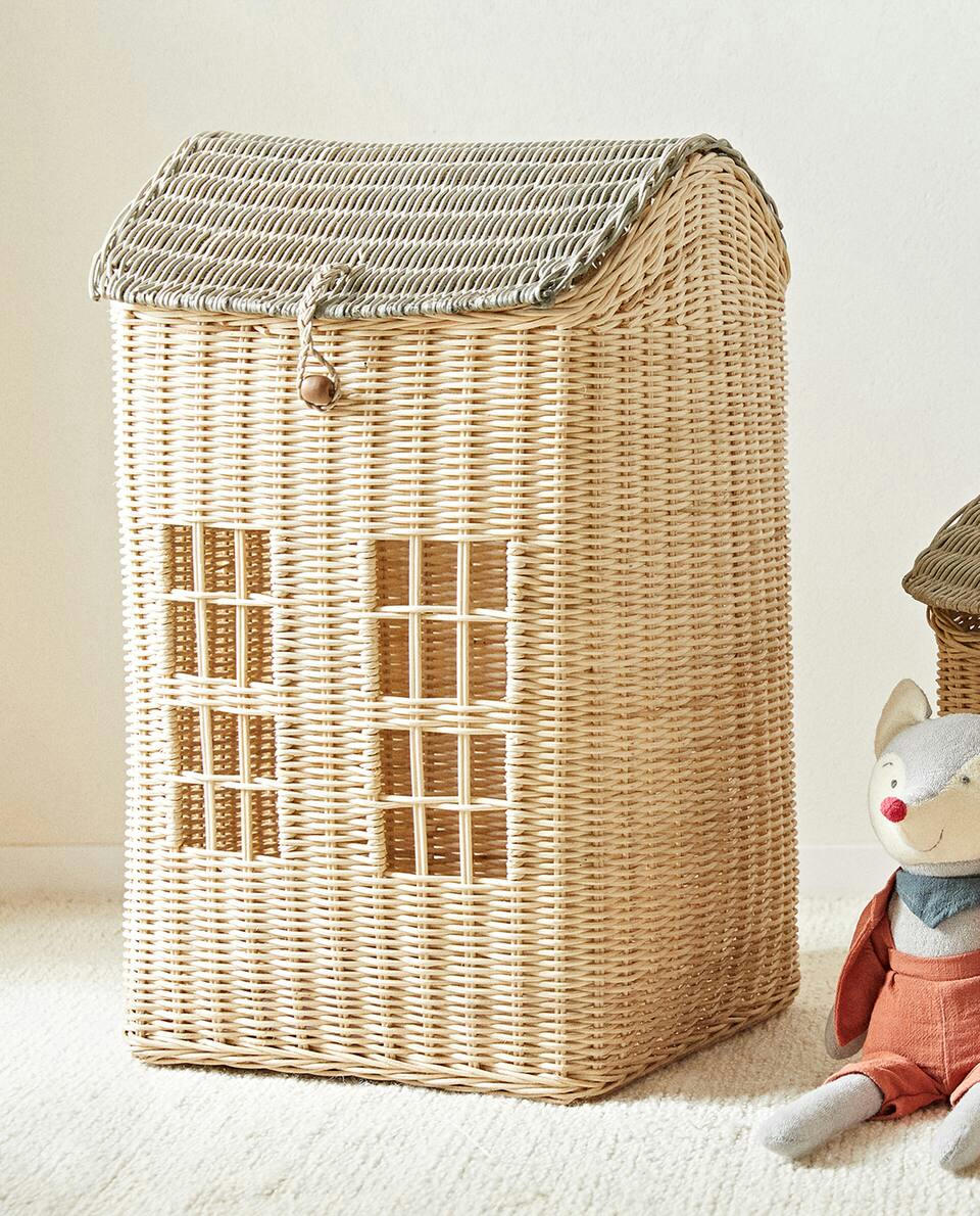 KIDS’ RATTAN HOUSE BASKET
