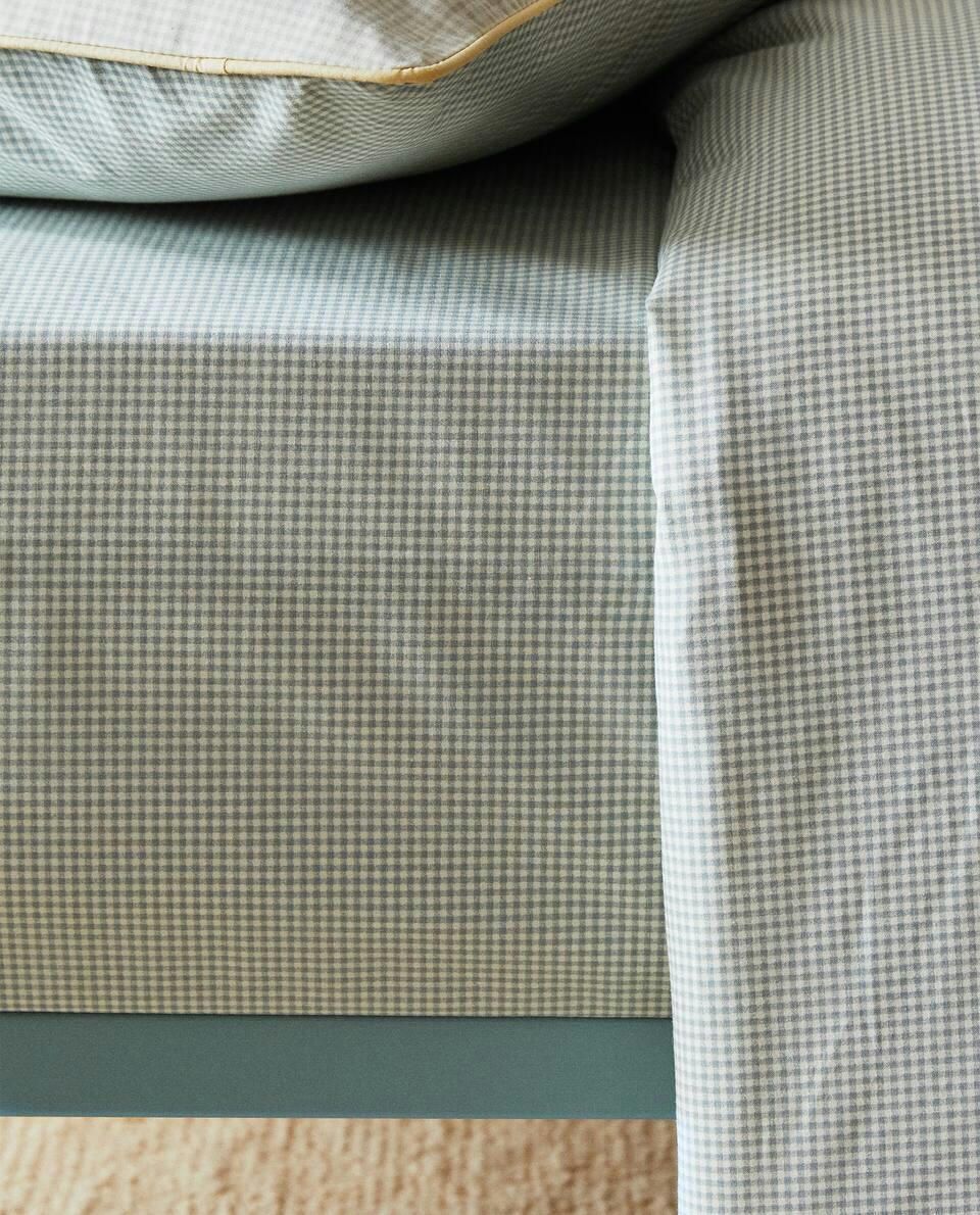 GINGHAM PRINT FITTED SHEET