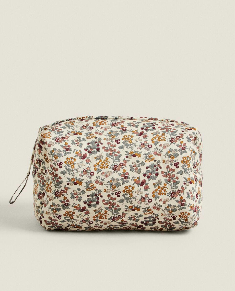 FLORAL PRINT FABRIC CHILDREN’S TOILETRY BAG