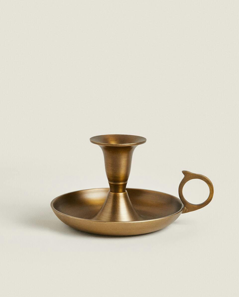 LARGE GOLD CANDLESTICK HOLDER