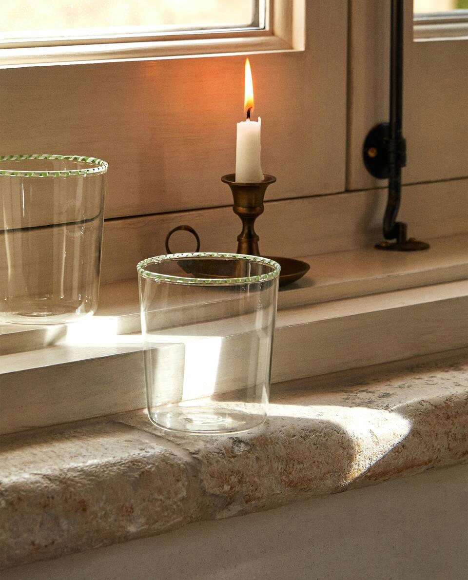 BOROSILICATE GLASS TUMBLER WITH CHRISTMAS CANDY CANE