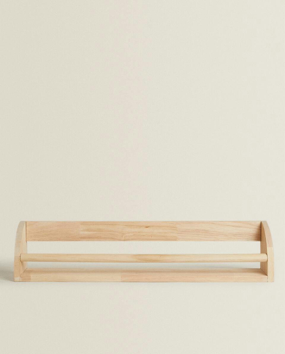 WOODEN SHELF WITH FRONT BAR
