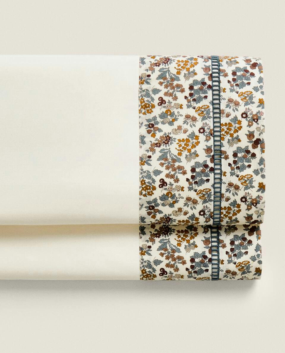 FLORAL PRINT FABRIC CHILDREN’S FLAT SHEET