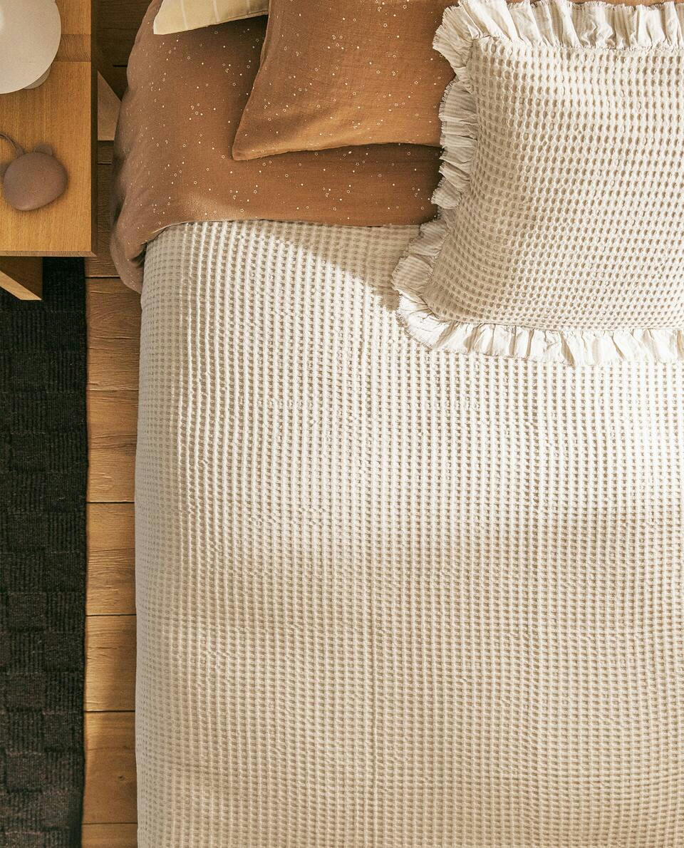 WAFFLE TEXTURE COTTON BEDSPREAD