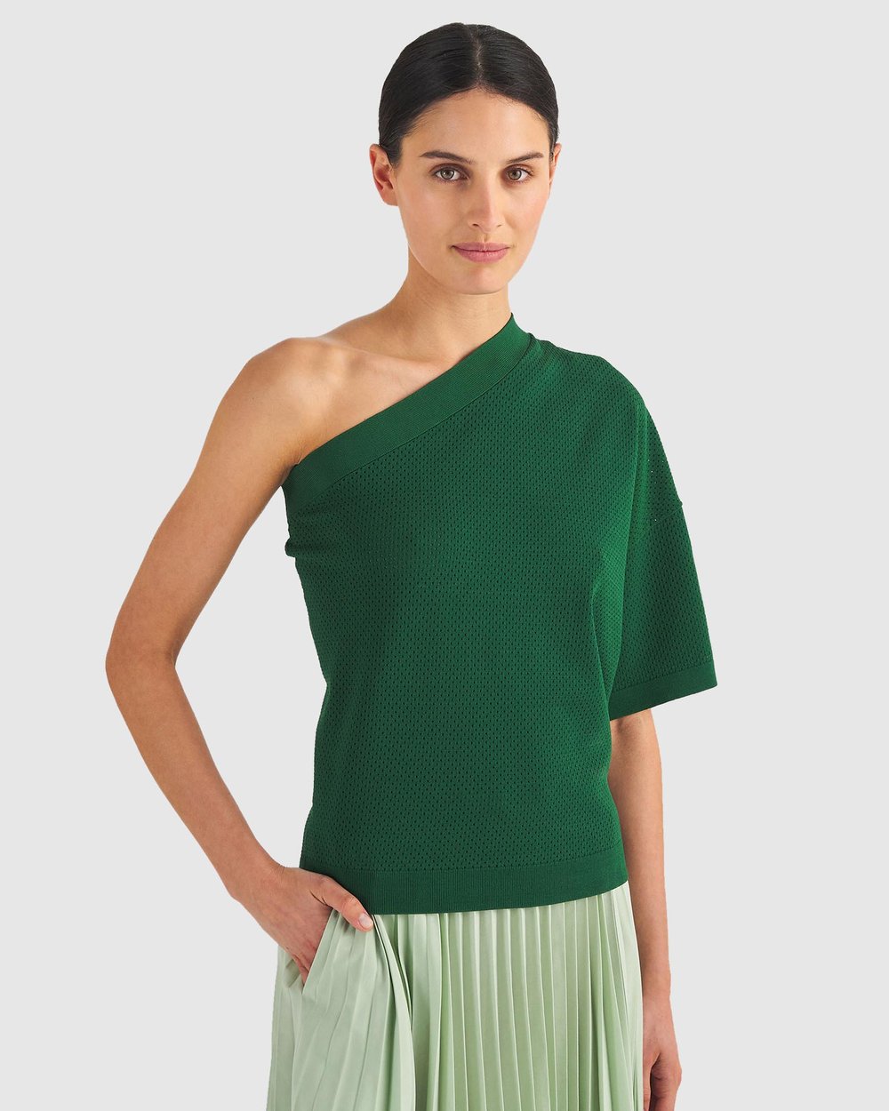 Mesh Stitch One Shoulder Top