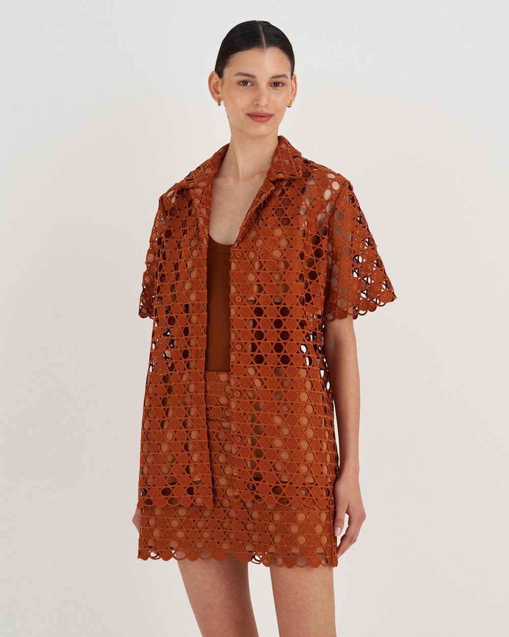 Short Sleeve Lace Over Shirt