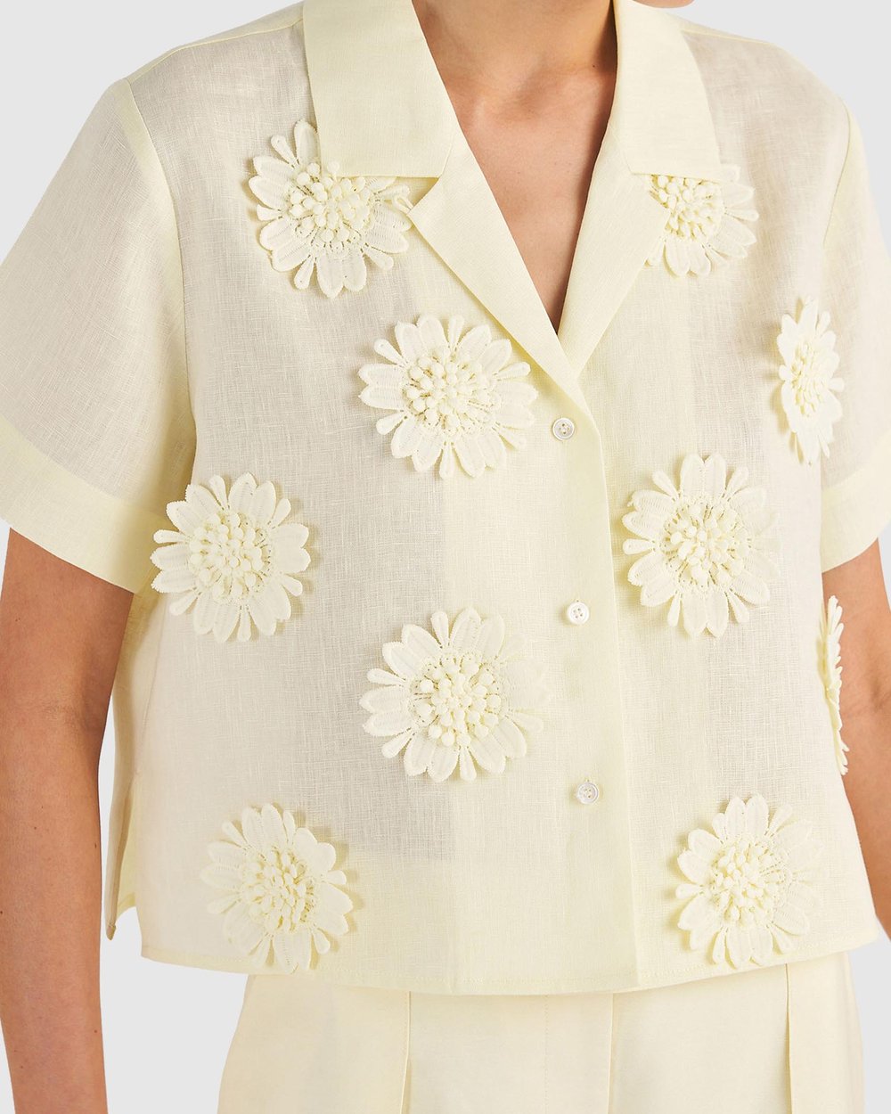 Crop Lace Poppy Camp Shirt