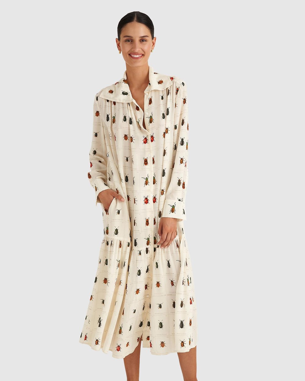 Beetle Print Silk Dress