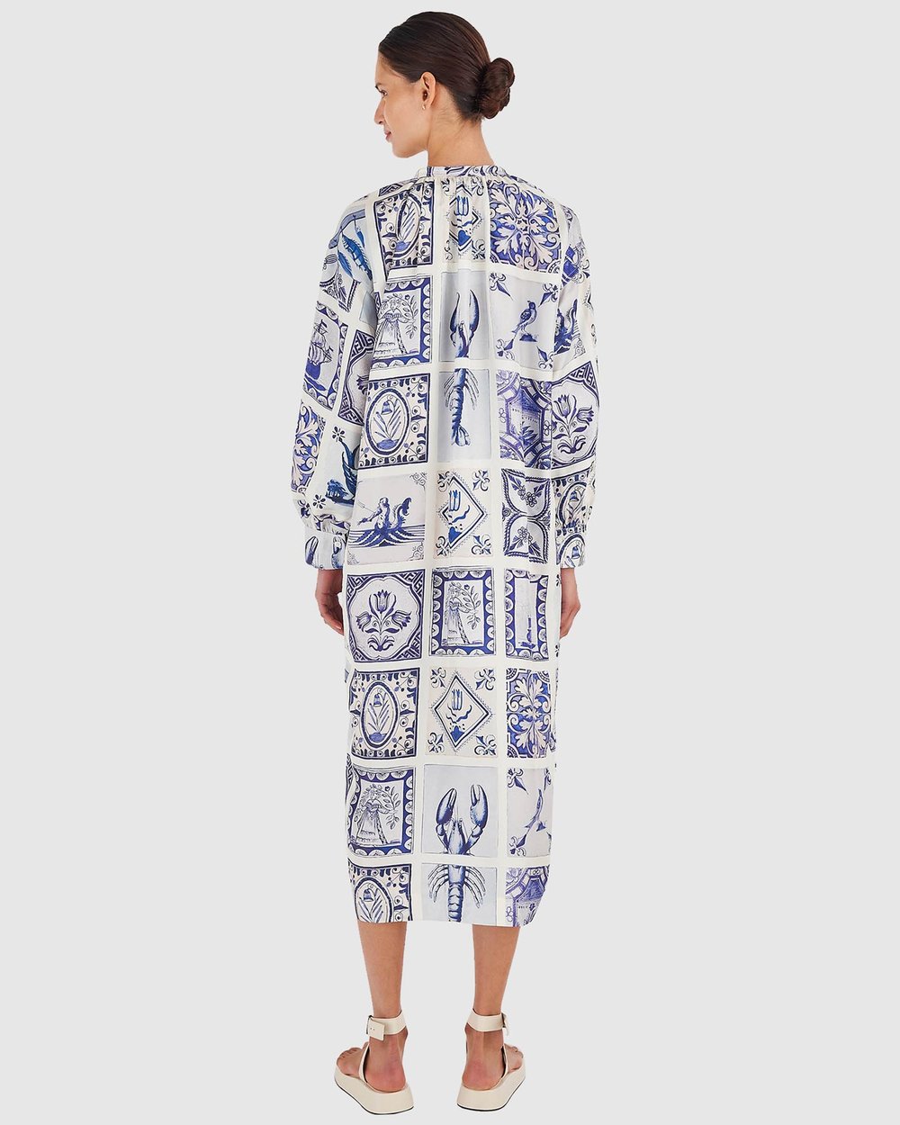 Tile Print Short Sleeve Dress