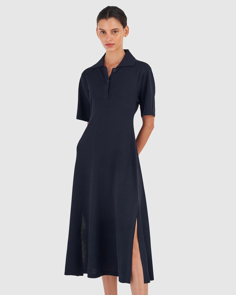 Mesh Stitch Polo Dress