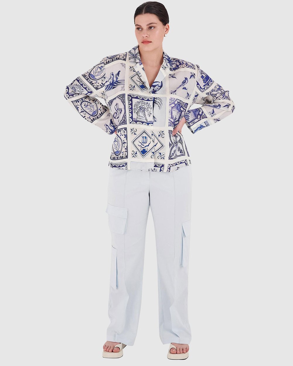 Tile Print Long Sleeve Shirt