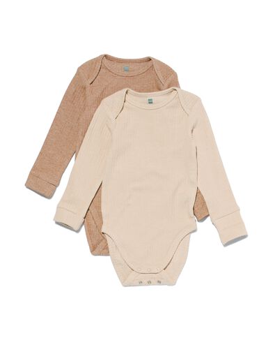 meegroei rompers rib met bamboe stretch - 2 stuks bruin