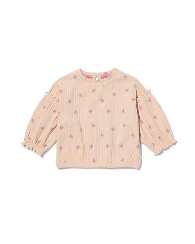 baby sweater rib bloemen zand