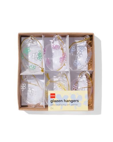 glazen hangers eieren - 6 stuks