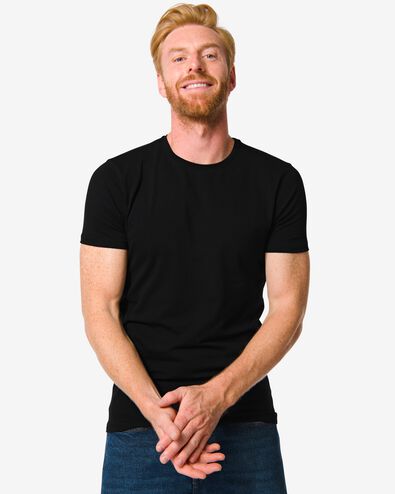 heren t-shirt slim fit o-hals zwart