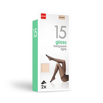 pantys glanzend 15denier - 2 stuks poeder