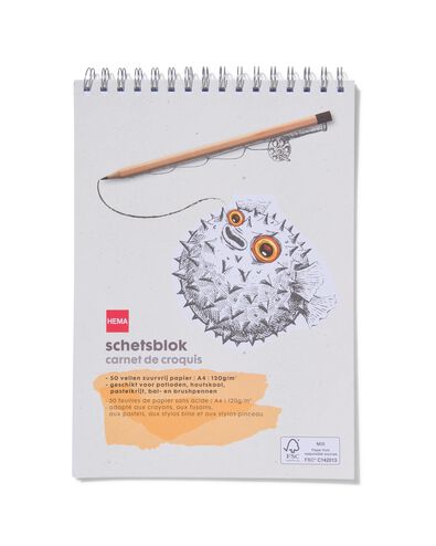 schetsboek met spiraal A4 120gr