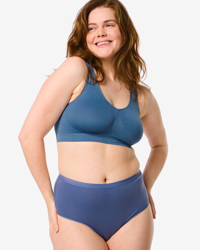 dames tailleslips stretch katoen - 2 stuks blauw