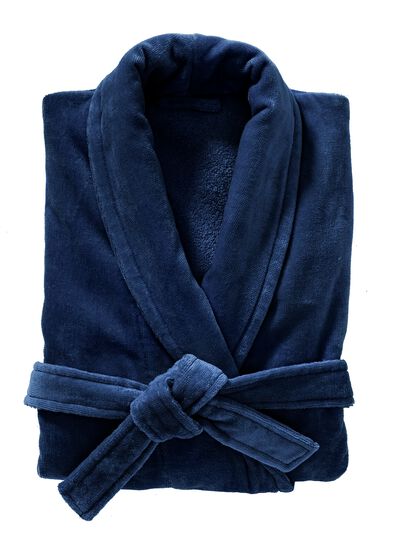 badjas velours donkerblauw