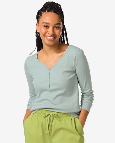 dames henley t-shirt Clara rib grijs