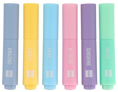 mini markers pastel - 6 stuks