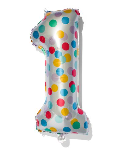 folieballon met confetti XL cijfer 1