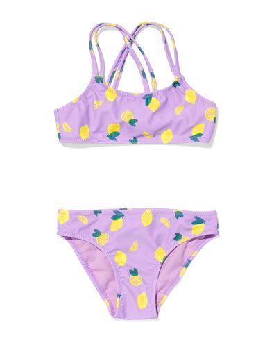 kinder bikini met citroenen paars