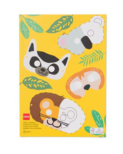 inkleur maskers dieren 3+ - 16 stuks