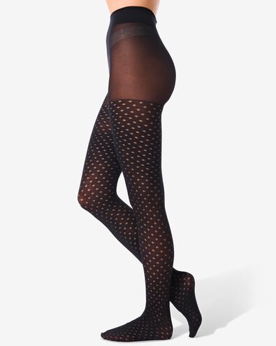 fashion panty met ajour stippen 30denier zwart