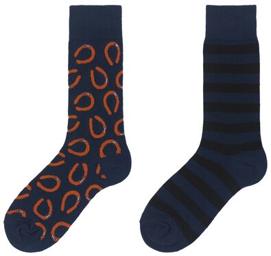 herensokken met katoen - 2 paar donkerblauw