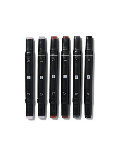 twin tip markers bruin-grijs - 6 stuks