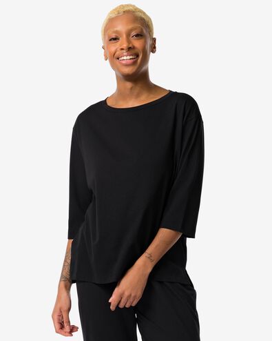 damesnachtshirt met katoen&nbsp; zwart