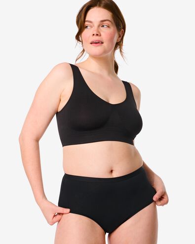 dames tailleslips stretch katoen - 2 stuks zwart