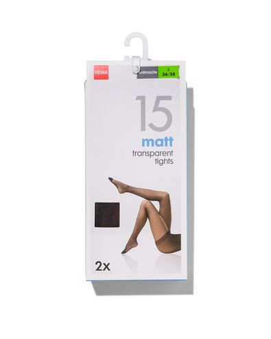 2-pak mat pantys 15 denier antraciet