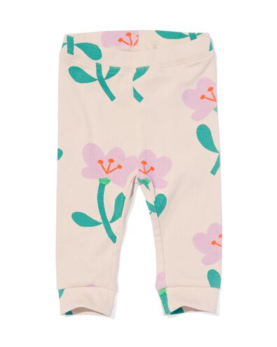 newborn legging rib bloemen ecru