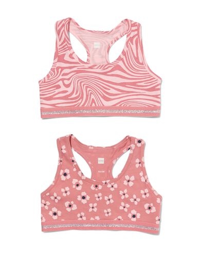 kinder croptops stretch katoen - 2 stuks oudroze