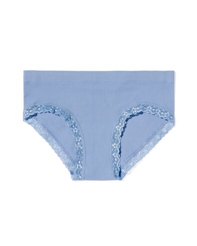 dames hipster naadloos met kant rib blauw