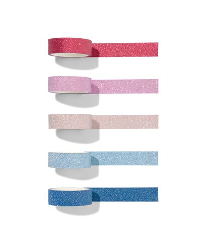 washi tapes met glitters - 5 stuks